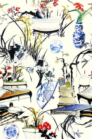 中国风印花华亿平台图片