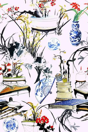 中国风印花华亿平台图片