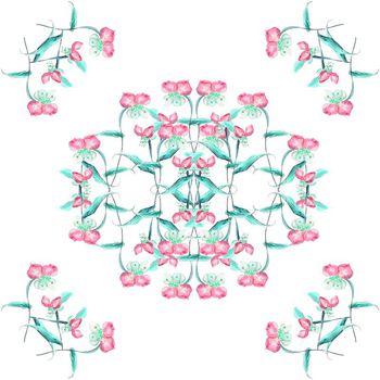 636730-清新花卉方巾蓝