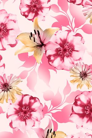 花卉、树叶、渐变色印花华亿平台图片