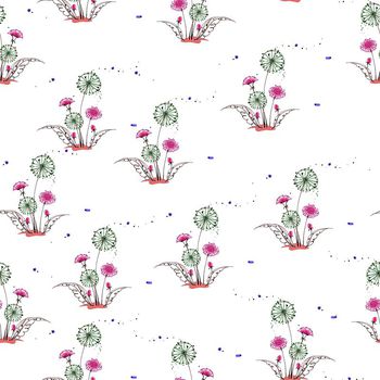 636734-手绘花卉蒲公英粉