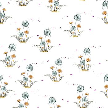 636735-手绘花卉蒲公英绿