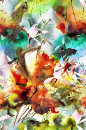 水彩花卉、抽象印花华亿平台图片