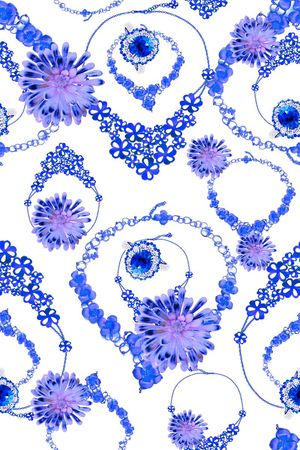 抽象手绘满版珠宝宝石印花华亿平台图片