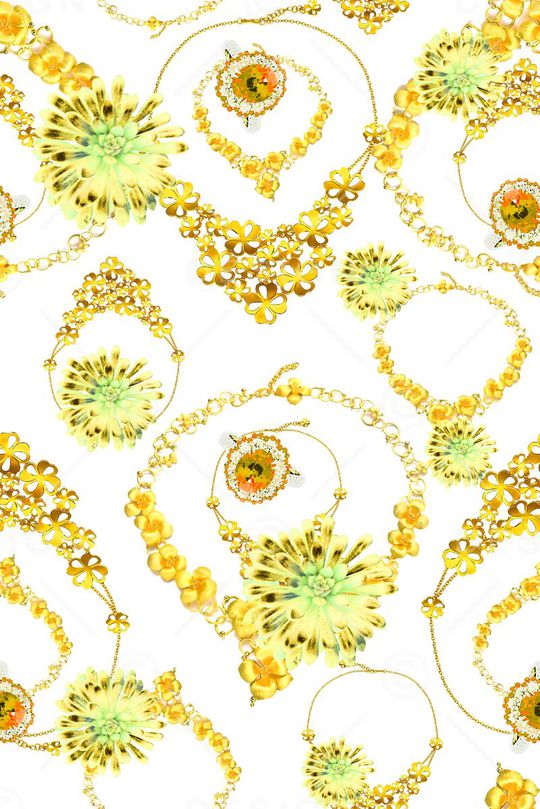 抽象手绘满版珠宝宝石印花华亿平台图片