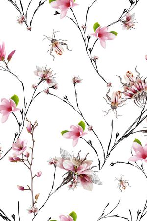 玉兰花、大牌华亿平台、花卉印花华亿平台图片