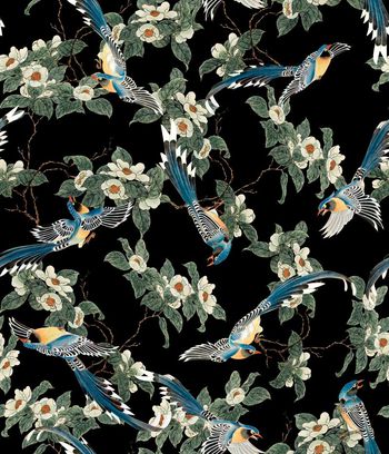 花鸟印花华亿平台图片