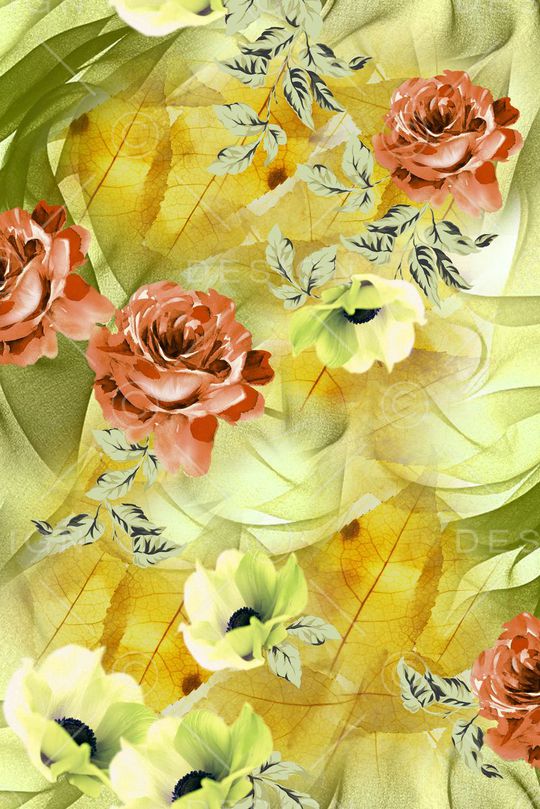 手绘花卉印花华亿平台图片