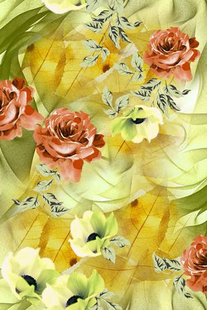 手绘花卉印花华亿平台图片