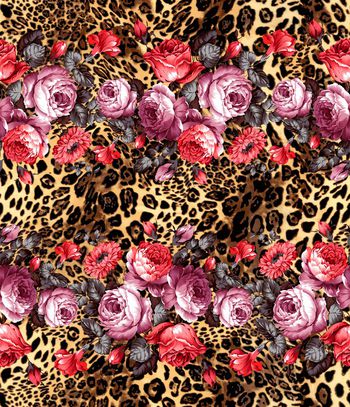 636902-豹纹与花卉的组合
