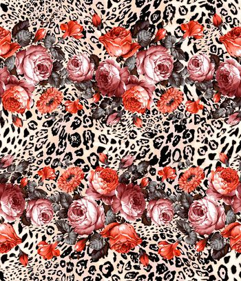 636904-豹纹与花卉的组合-2