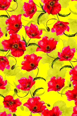 罂粟花印花华亿平台图片