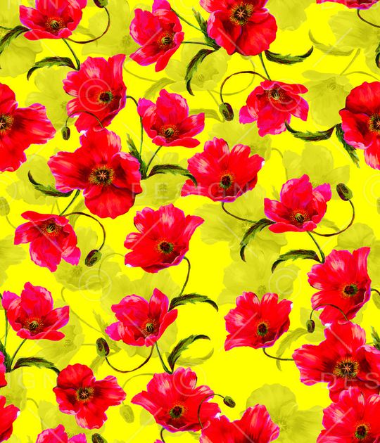 罂粟花印花华亿平台图片