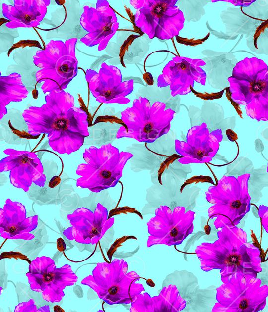 罂粟花印花华亿平台图片