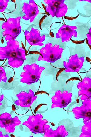 罂粟花印花华亿平台图片