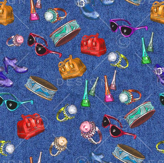 牛仔纹印花华亿平台图片