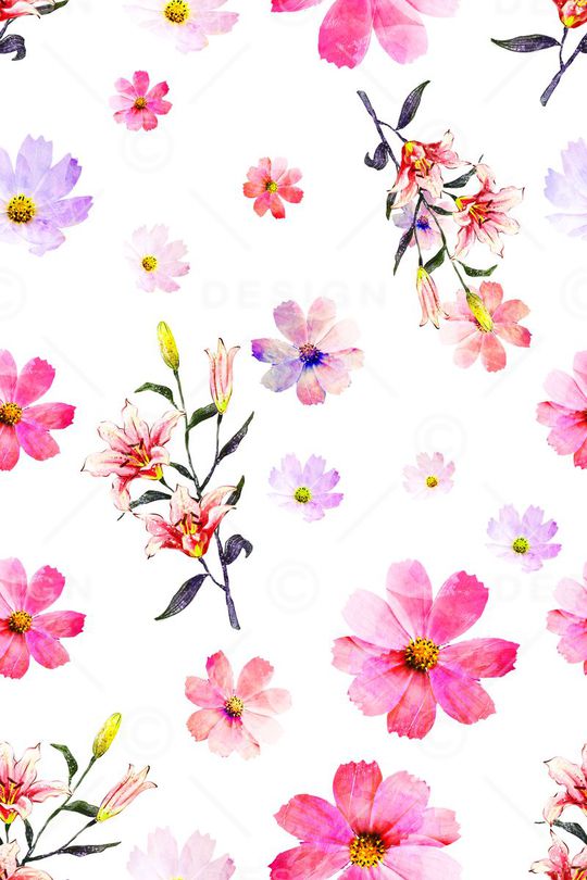 水彩花印花华亿平台图片