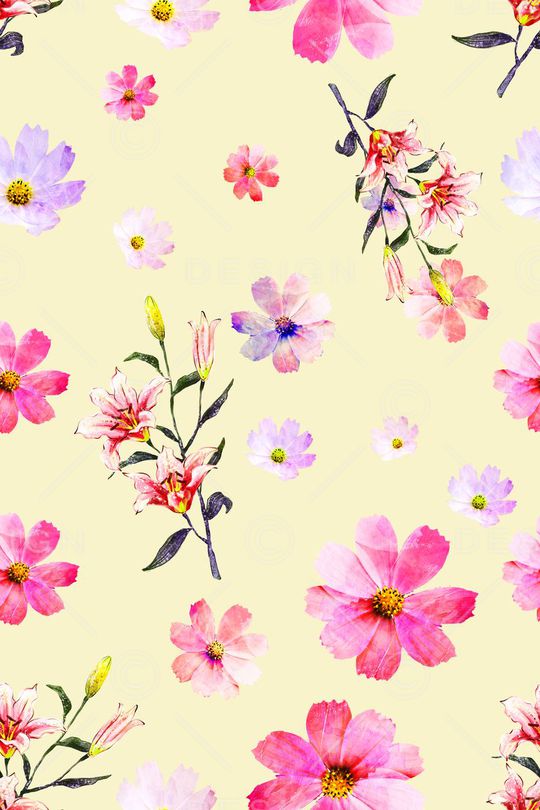 水彩花印花华亿平台图片