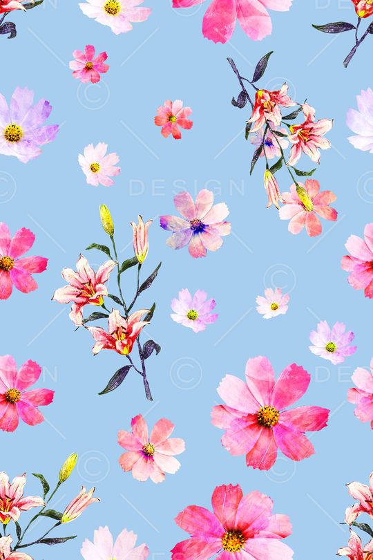 水彩花印花华亿平台图片