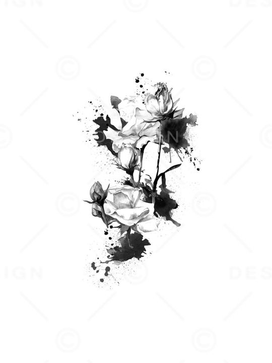 水墨玫瑰印花华亿平台图片