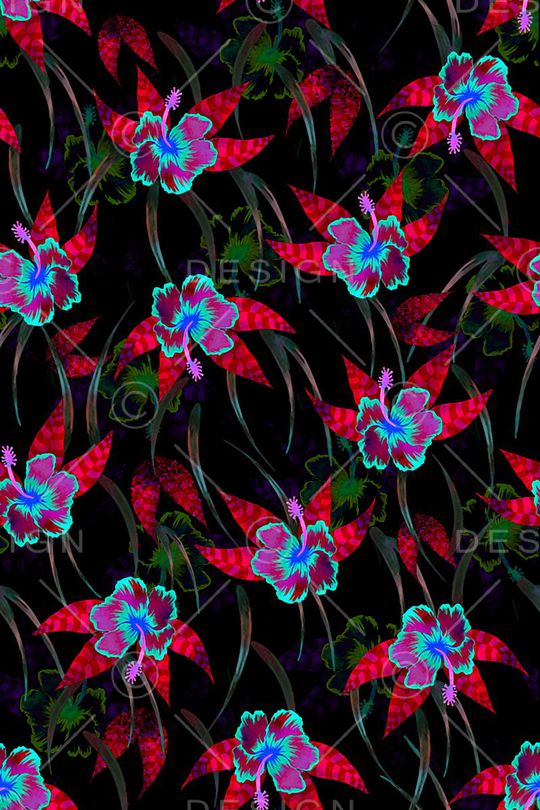 数码花卉印花华亿平台图片