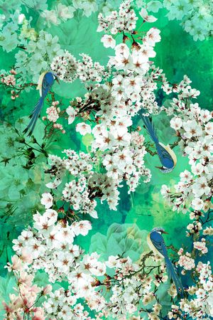 小清新花卉印花华亿平台图片