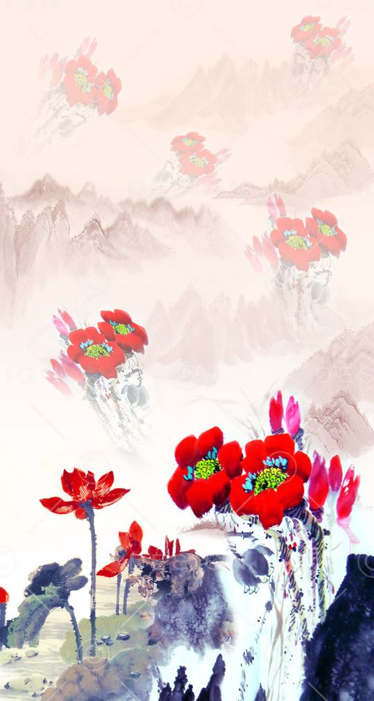 中国风定位花印花华亿平台图片