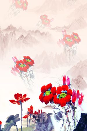 中国风定位花印花华亿平台图片