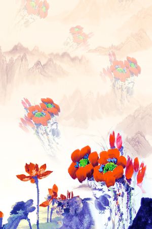 中国风定位花印花华亿平台图片