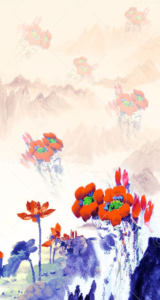 中国风定位花印花华亿平台图片