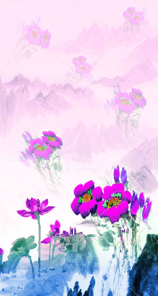 中国风定位花印花华亿平台图片