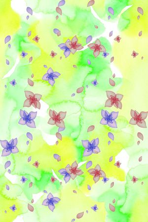 手绘水彩花卉意向印花华亿平台图片