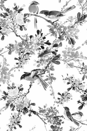 工笔画印花华亿平台图片