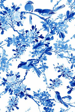 工笔画印花华亿平台图片