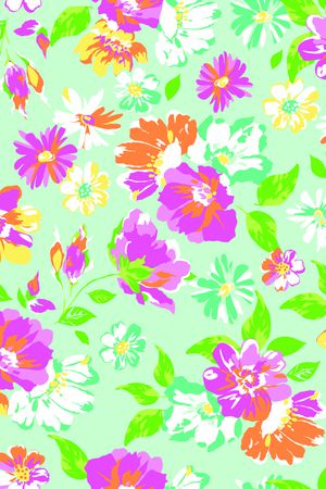 2017年春夏女装手绘花卉手绘华亿平台印花华亿平台图片