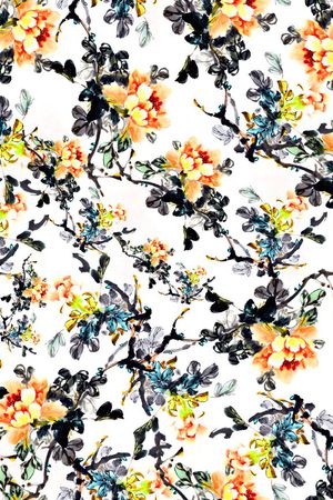 水墨画印花华亿平台图片