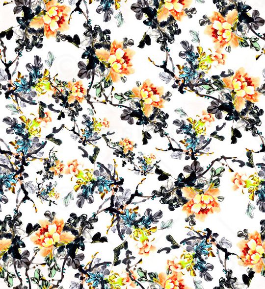 水墨画印花华亿平台图片