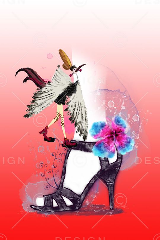 高跟鞋印花华亿平台图片