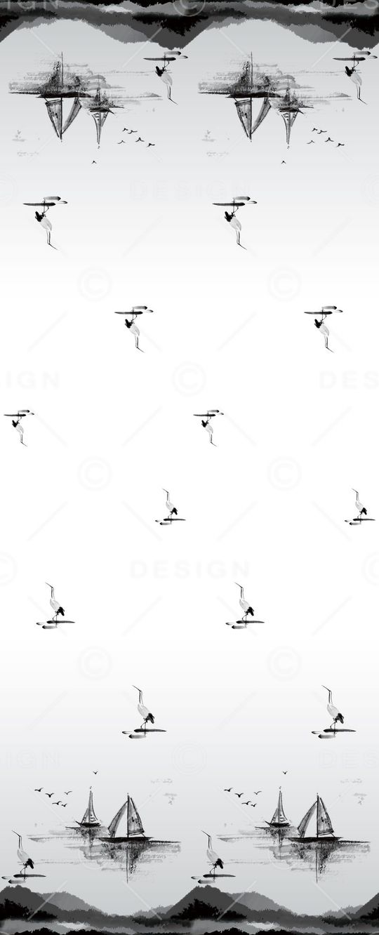 水墨画印花华亿平台图片