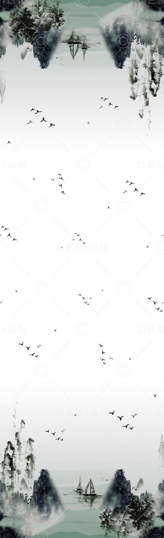 水墨画印花华亿平台图片