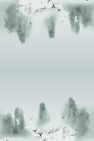 水墨画印花华亿平台图片