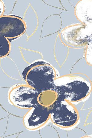 花卉、笔触剪影印花华亿平台图片