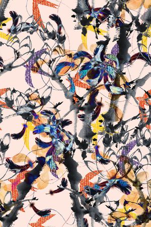 水墨印花华亿平台图片