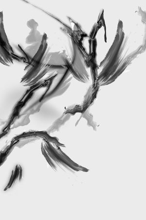 原创水墨花印花华亿平台图片