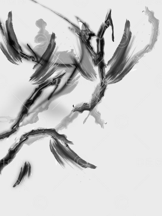 原创水墨花印花华亿平台图片