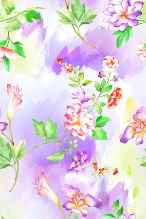 水彩花卉印花华亿平台图片