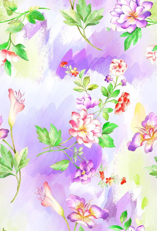 水彩花卉印花华亿平台图片