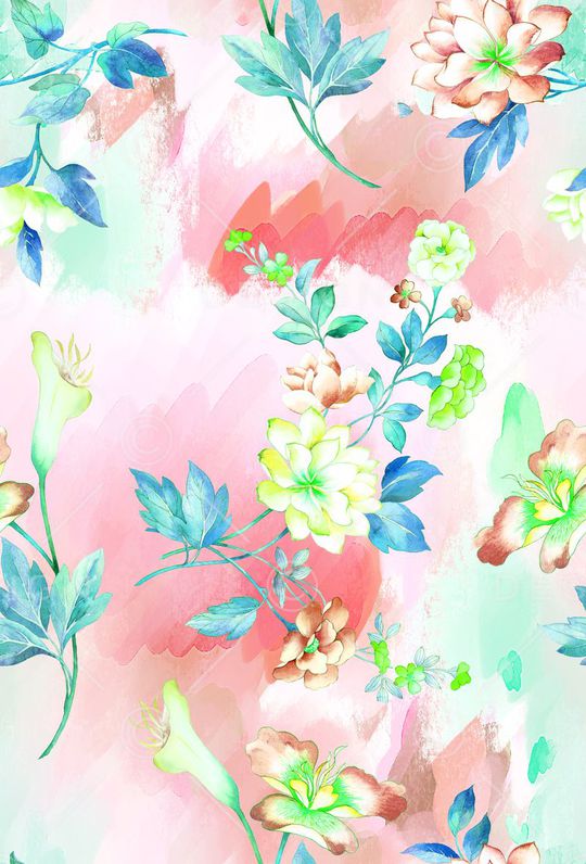 水彩花卉印花华亿平台图片