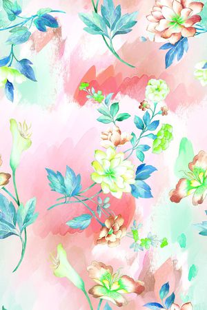 水彩花卉印花华亿平台图片