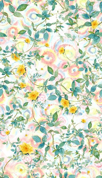 手绘清新水彩花卉印花华亿平台图片